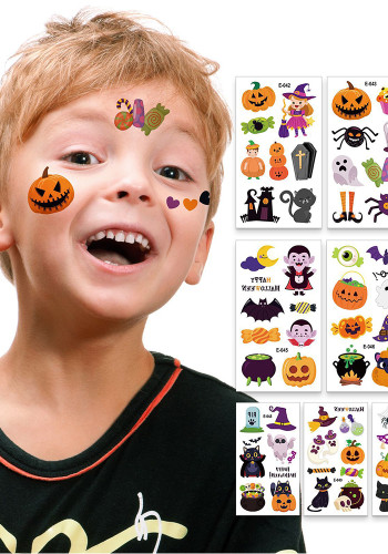 Halloween cartoon face tattoo stickers pumpkin funny waterproof tattoo stickers