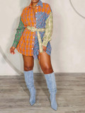 Women Contrast Plaid Shirt and Dress