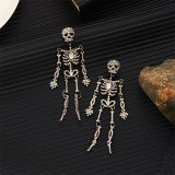 Diamond-filled skull earrings funny long earrings