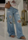 Women Cutout Button Denim Pants