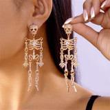 Diamond-filled skull earrings funny long earrings