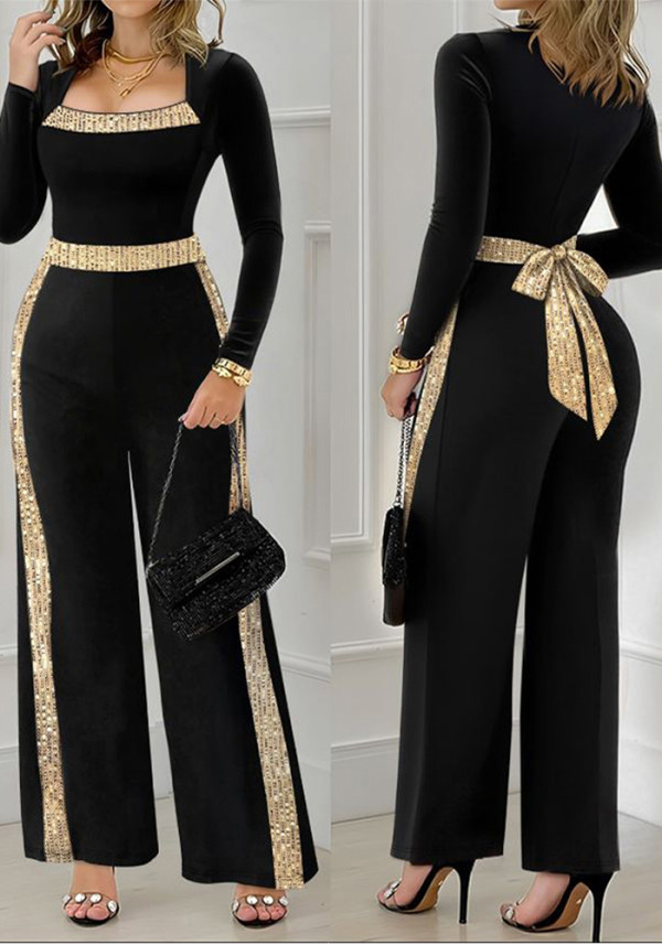 Women Autumn Contrast-color jumpsuit