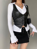 Women Pu-Leather Vest Top