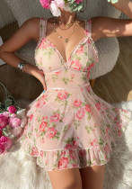 Women Floral Print Nightdress Sexy Lingerie