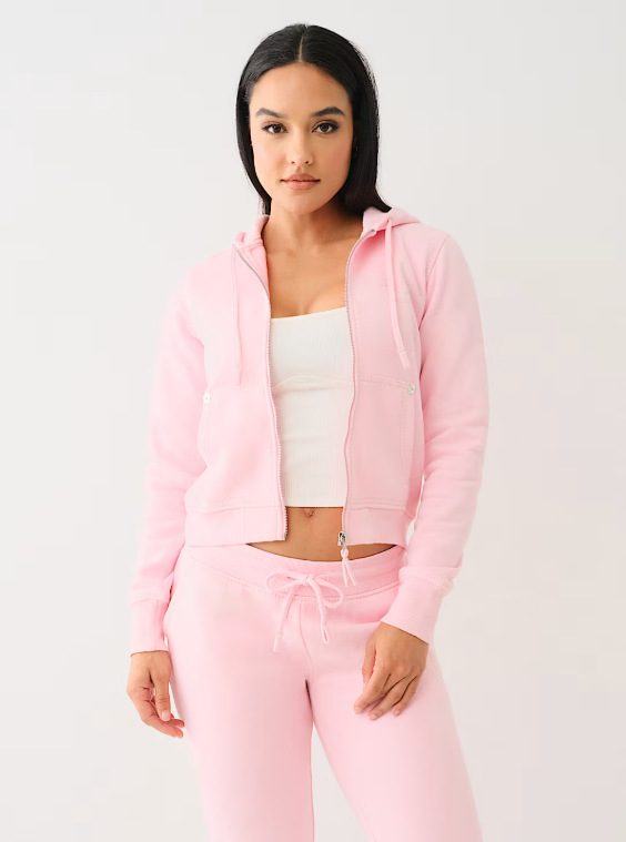 Women American Zippered Letter Print Hoodies and Pant Two-Piece Set