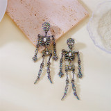 Diamond-filled skull earrings funny long earrings