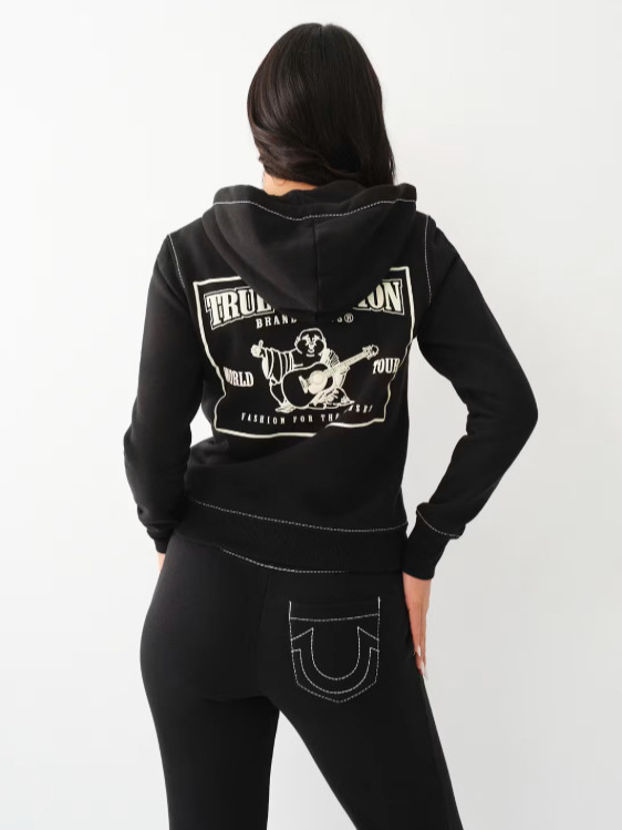 Women American Zippered Letter Print Hoodies and Pant Two-Piece Set