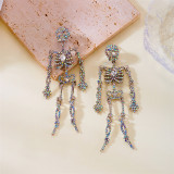 Diamond-filled skull earrings funny long earrings