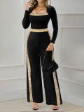 Women Autumn Contrast-color jumpsuit