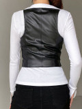 Women Pu-Leather Vest Top