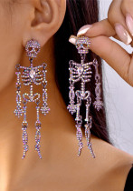Diamond-filled skull earrings funny long earrings