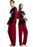 Women Christmas Homewear Round Neck Long-Sleeved Top and Pant Pajama Two-Piece Set