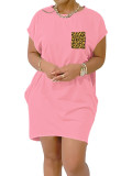 Women Leopard Print Dress with Pockets