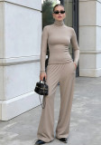 Women Fall/Winter Casual Turtleneck Long-Sleeved Top and Pants Two-Piece Set