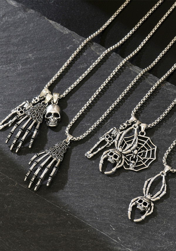 Halloween punk necklace hip-hop skull pendant spider jewelry