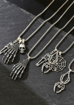 Halloween punk necklace hip-hop skull pendant spider jewelry Halloween punk necklace hip-hop skull pendant spider jewelry