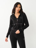 Women American Zippered Letter Print Hoodies and Pant Two-Piece Set