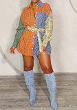 Women Contrast Plaid Shirt and Dress