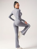 Women autumn contrasting color casual running and fitness two-piece set