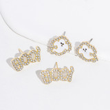 Halloween monster diamond-encrusted pumpkin earrings witch mask earrings