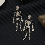 Diamond-filled skull earrings funny long earrings