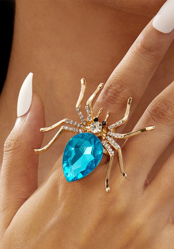 Halloween diamond-studded spider ring open and adjustable spider ring