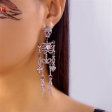 Diamond-filled skull earrings funny long earrings