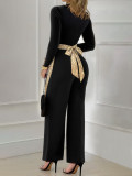Women Autumn Contrast-color jumpsuit