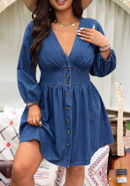 Plus-Size Women Denim V-Neck Maxi Dress Plus-Size Women Denim V-Neck Maxi Dress