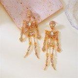 Diamond-filled skull earrings funny long earrings