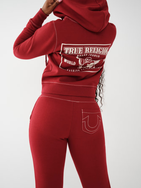 Women American Zippered Letter Print Hoodies and Pant Two-Piece Set