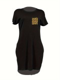 Women Leopard Print Dress with Pockets