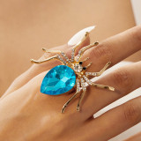Halloween diamond-studded spider ring open and adjustable spider ring