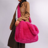 Women's Strap Imitation Fox Fur Large Capacity Tote Bag