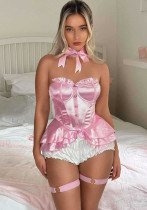 Women's Sexy Pink Lace Bow Bodysuit Women's Sexy Pink Lace Bow Bodysuit