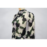 Women's African Plus Size Camouflage Loose Pleated Dress