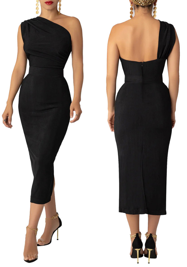 Women's Fashion One Shoulder Low Back Dress