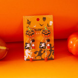 Halloween pumpkin ghost pendant earrings gothic tassel earrings