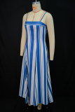 Women's Autumn Fashion Elegant Strap Striped Flared Dress
