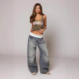Women's Autumn Winter Fashion Denim Distressed Ripped Loose Pants