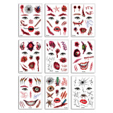 Halloween cartoon face tattoo stickers pumpkin funny waterproof tattoo stickers
