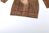 Women's Autumn Slim Fit Check Print Long Sleeve Bodycon Short Dress
