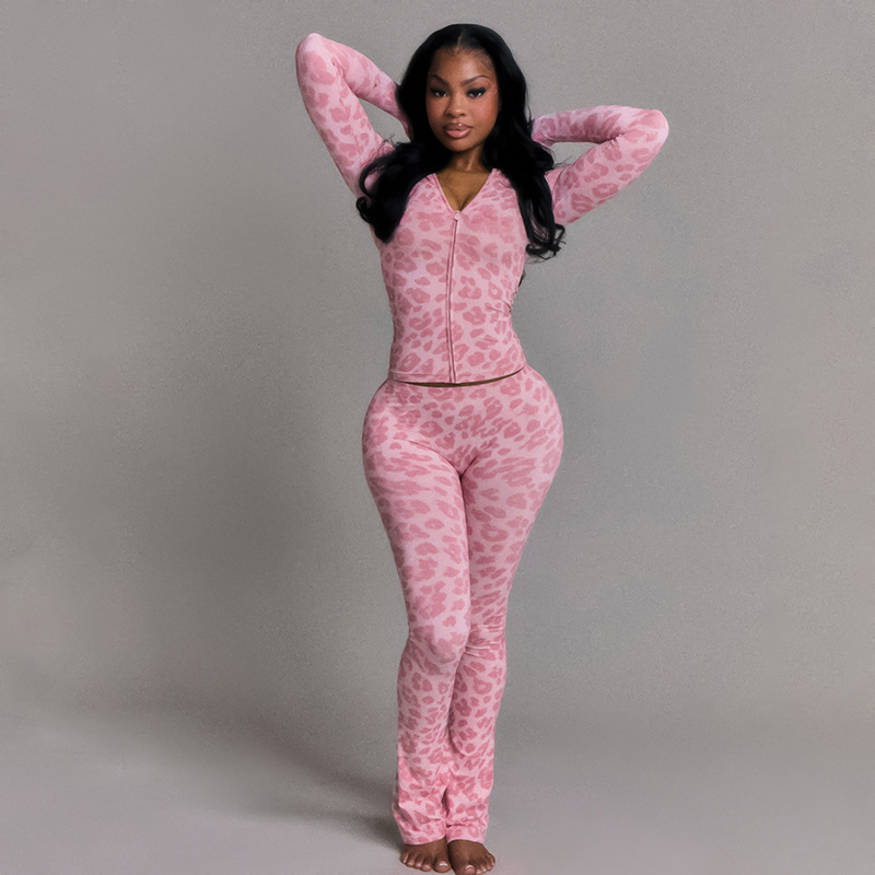 Women's Autumn Fashion Hooded Camouflage Print Long Sleeve Sports Slim Fit Casual Pants Set