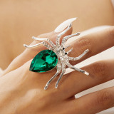 Halloween diamond-studded spider ring open and adjustable spider ring