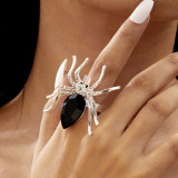Halloween diamond-studded spider ring open and adjustable spider ring