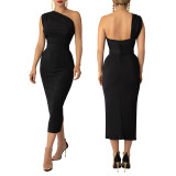 Women's Fashion One Shoulder Low Back Dress
