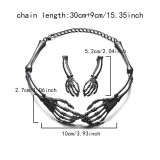 Halloween dark bone ghost hand necklace and earrings set of two