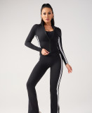 Women autumn contrasting color casual running and fitness two-piece set