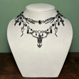 Halloween necklace jewelry dark cross angel metal gothic chain