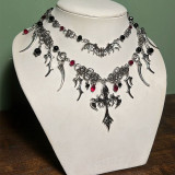 Halloween necklace jewelry dark cross angel metal gothic chain